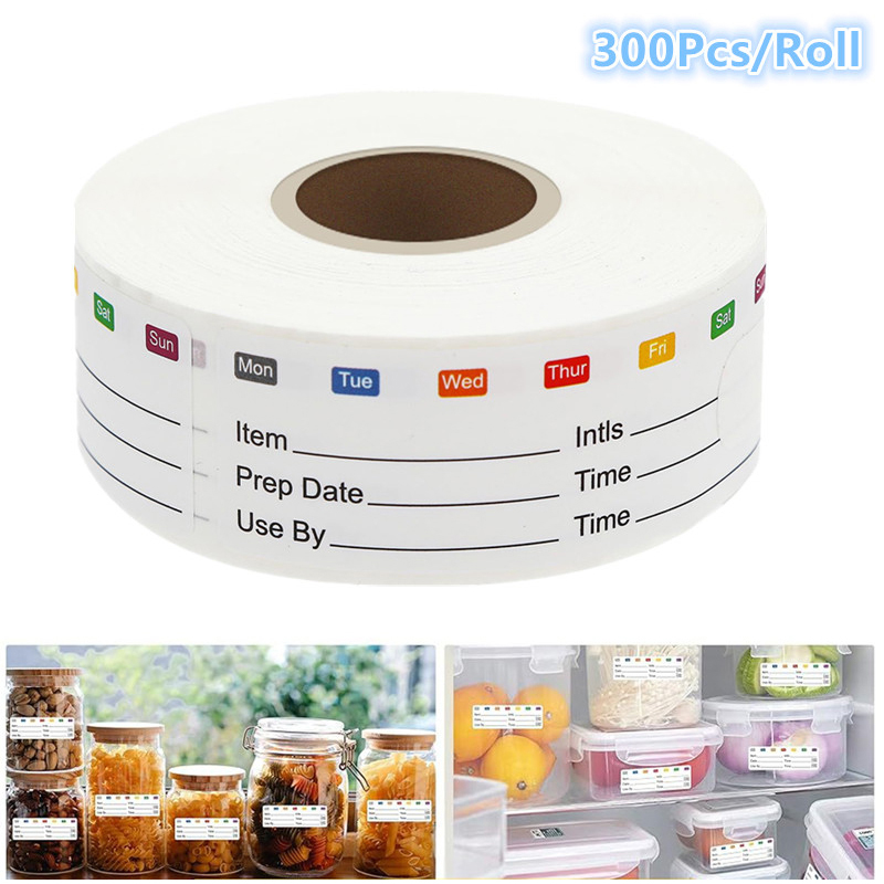 Food Snacks Label - 300 قطعة/لفة ملصقات تواريخ الطعام للمطبخ،
