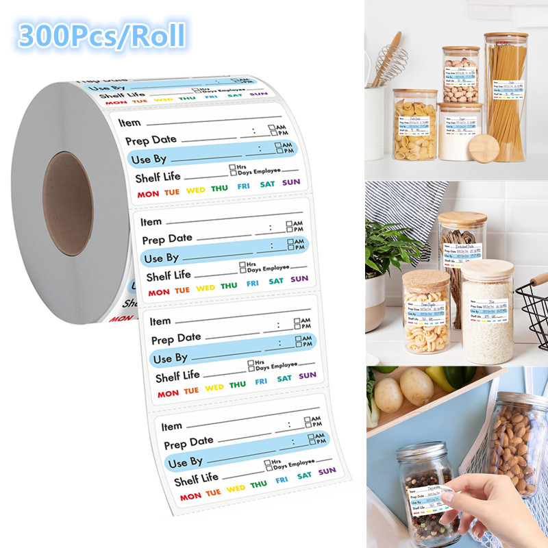 Food Snacks Label - (Ce14) 300 قطعة/لفة، ملصقات مواعيد صلاحية