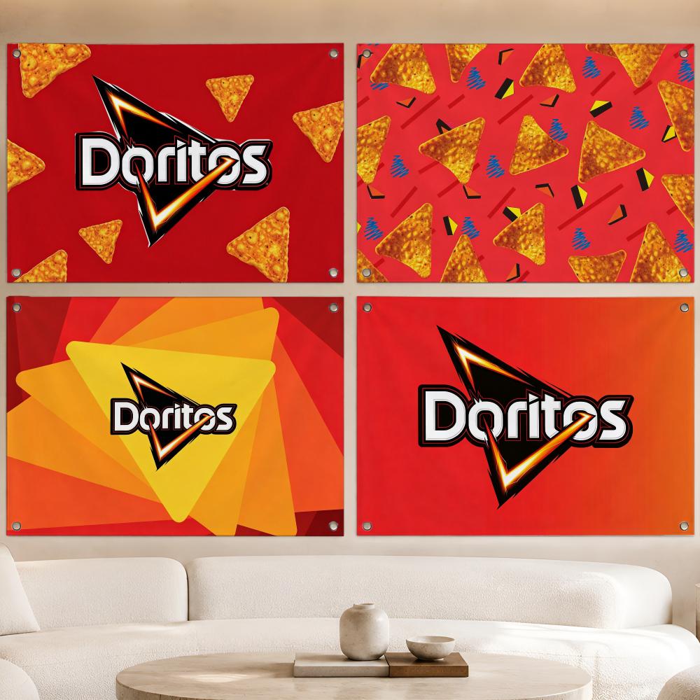 Food Snacks Banner - أعلام دوريتوس الملونة للوجبات الخفيفة المقرمشة،