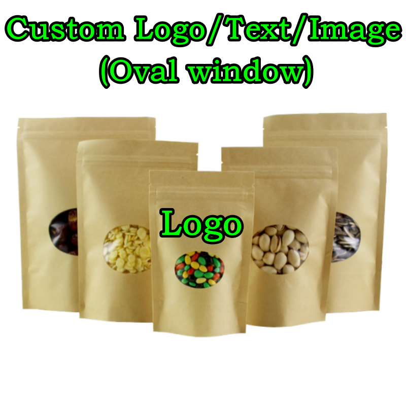 Logo Food Snack - 100 قطعة من أكياس التغليف الورقية