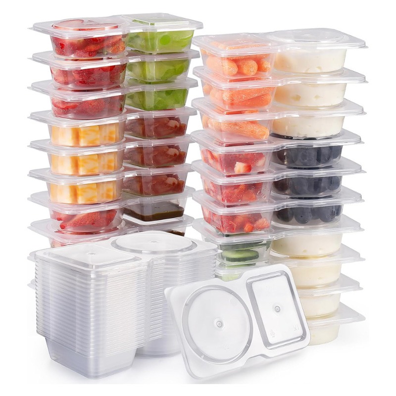 Food Snacks For Picnic - 5/10/20/40 قطعة حاوية توابل مقصورة مزدوجة