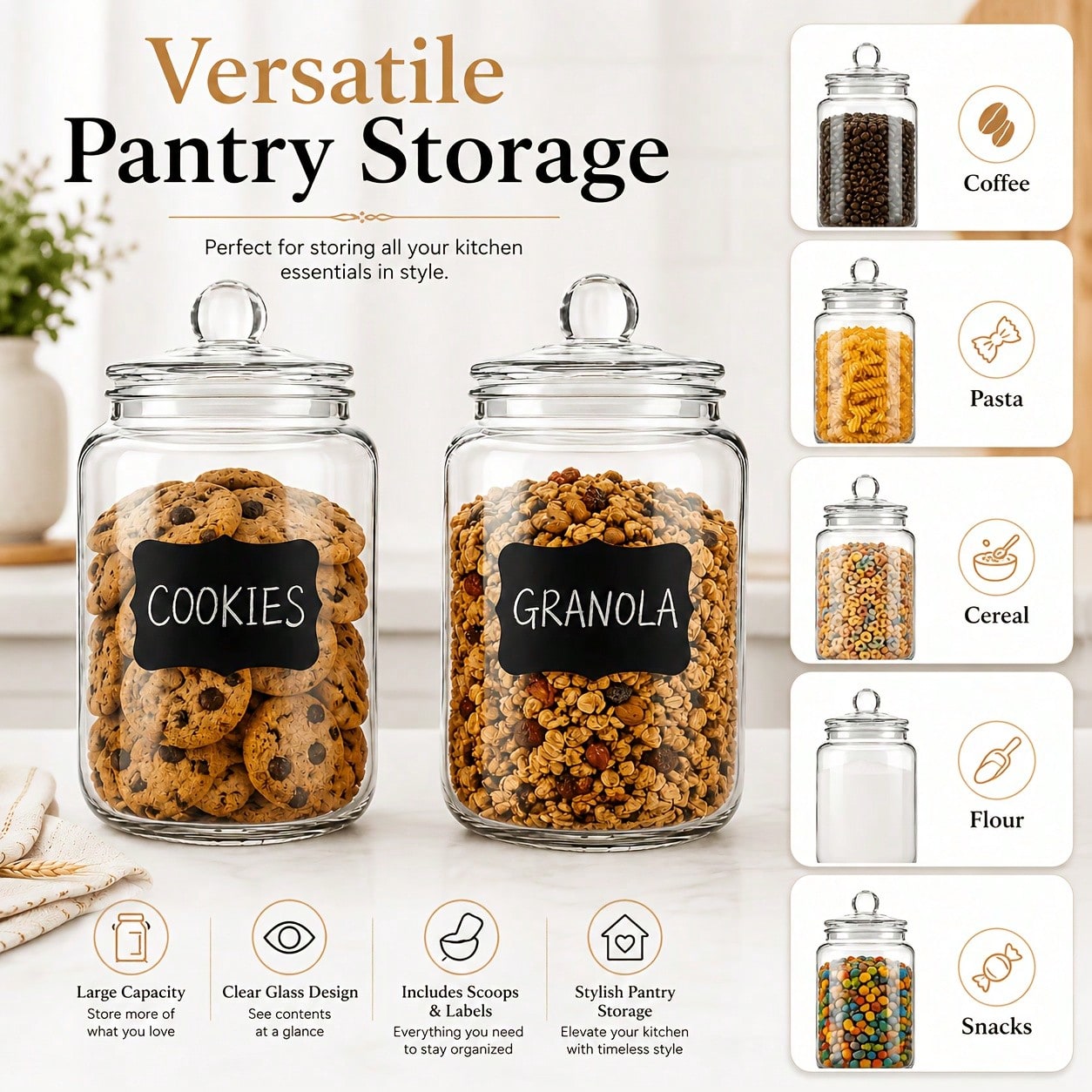Food Snacks Label - مجموعة من قطعتين من أوعية تخزين