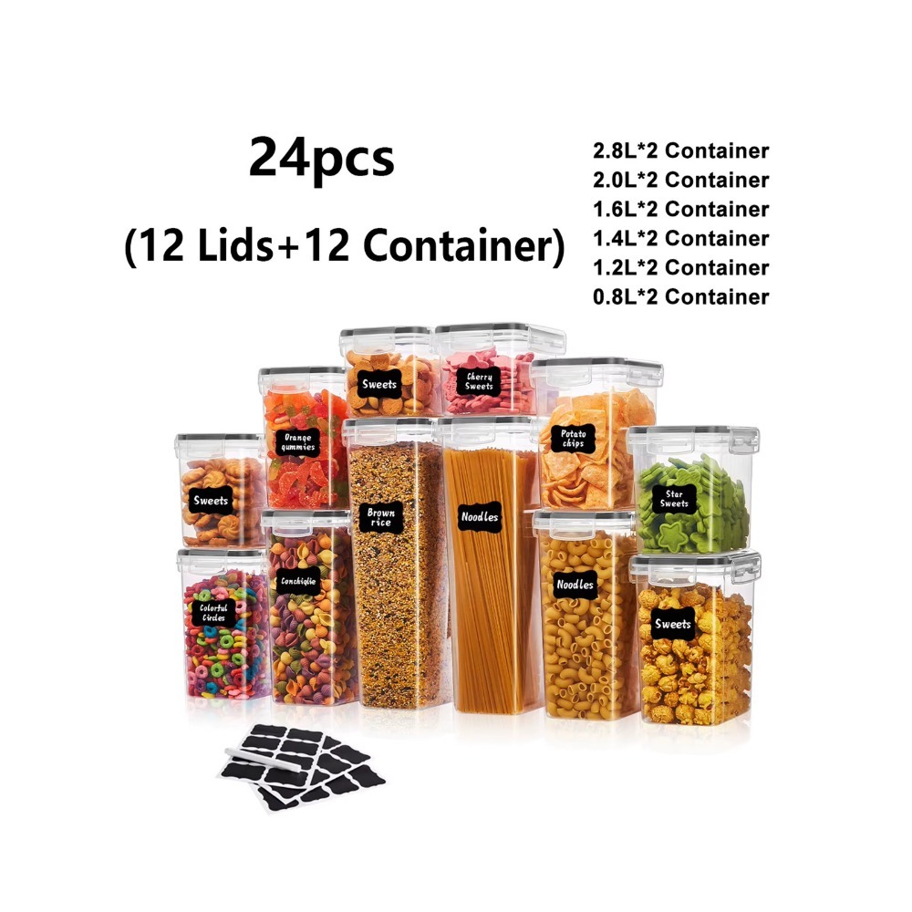 24 قطعة من علب تخزين الطعام ال - مراجعة Food Snacks Label وسعره