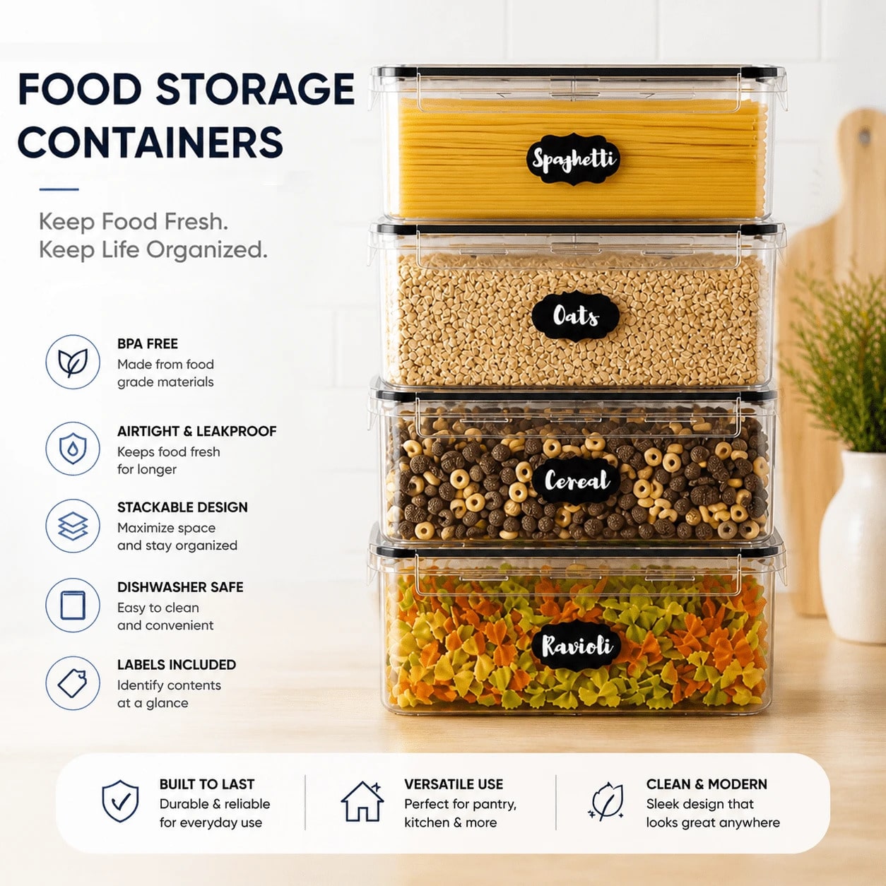 مجموعة من 8 قطع من حاويات تخزي - مراجعة Food Snacks Label وسعره